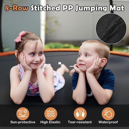 Outdoor Heavy-Duty Recreational Trampoline with Safety Enclosure Net-Orange