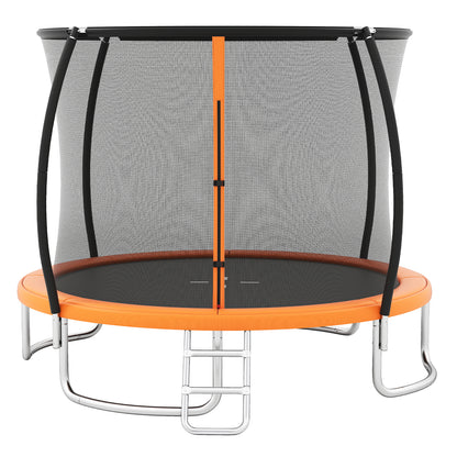 Outdoor Heavy-Duty Recreational Trampoline with Safety Enclosure Net-Orange