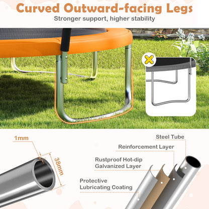 Outdoor Heavy-Duty Recreational Trampoline with Safety Enclosure Net-Orange