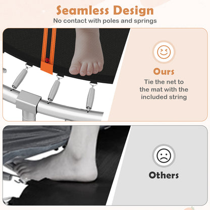Outdoor Heavy-Duty Recreational Trampoline with Safety Enclosure Net-Orange