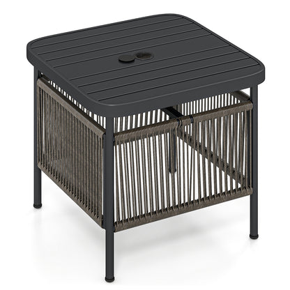 Outdoor PE Rattan Side Table with 4 cm Umbrella Hole