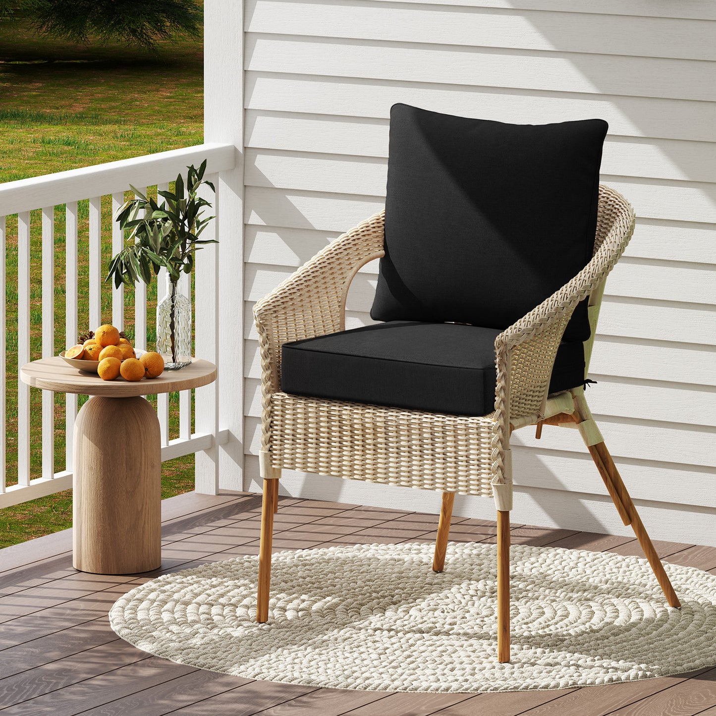 Detachable Outdoor Patio Cushion Set Chair Seat Pads-Black