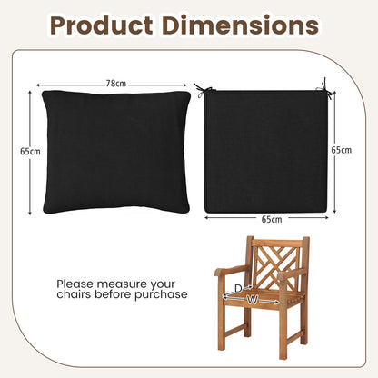 Detachable Outdoor Patio Cushion Set Chair Seat Pads-Black