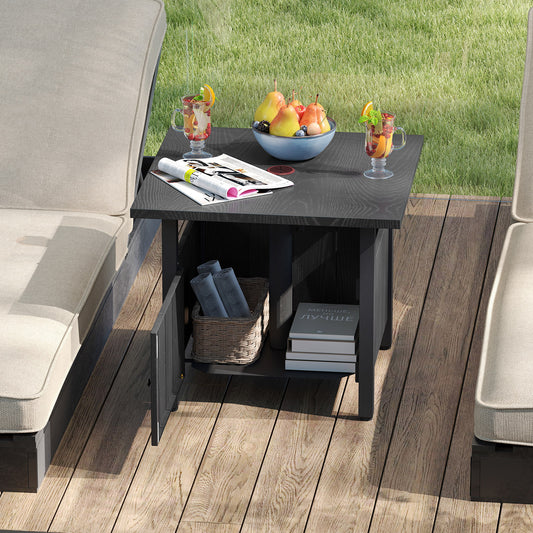 Outdoor Side Table with 48 mm Umbrella Hole-Black