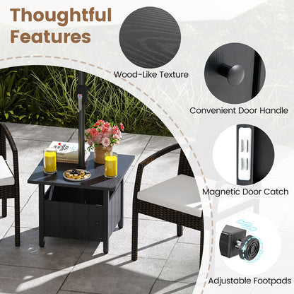 Outdoor Side Table with 48 mm Umbrella Hole-Black