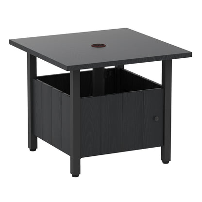 Outdoor Side Table with 48 mm Umbrella Hole-Black