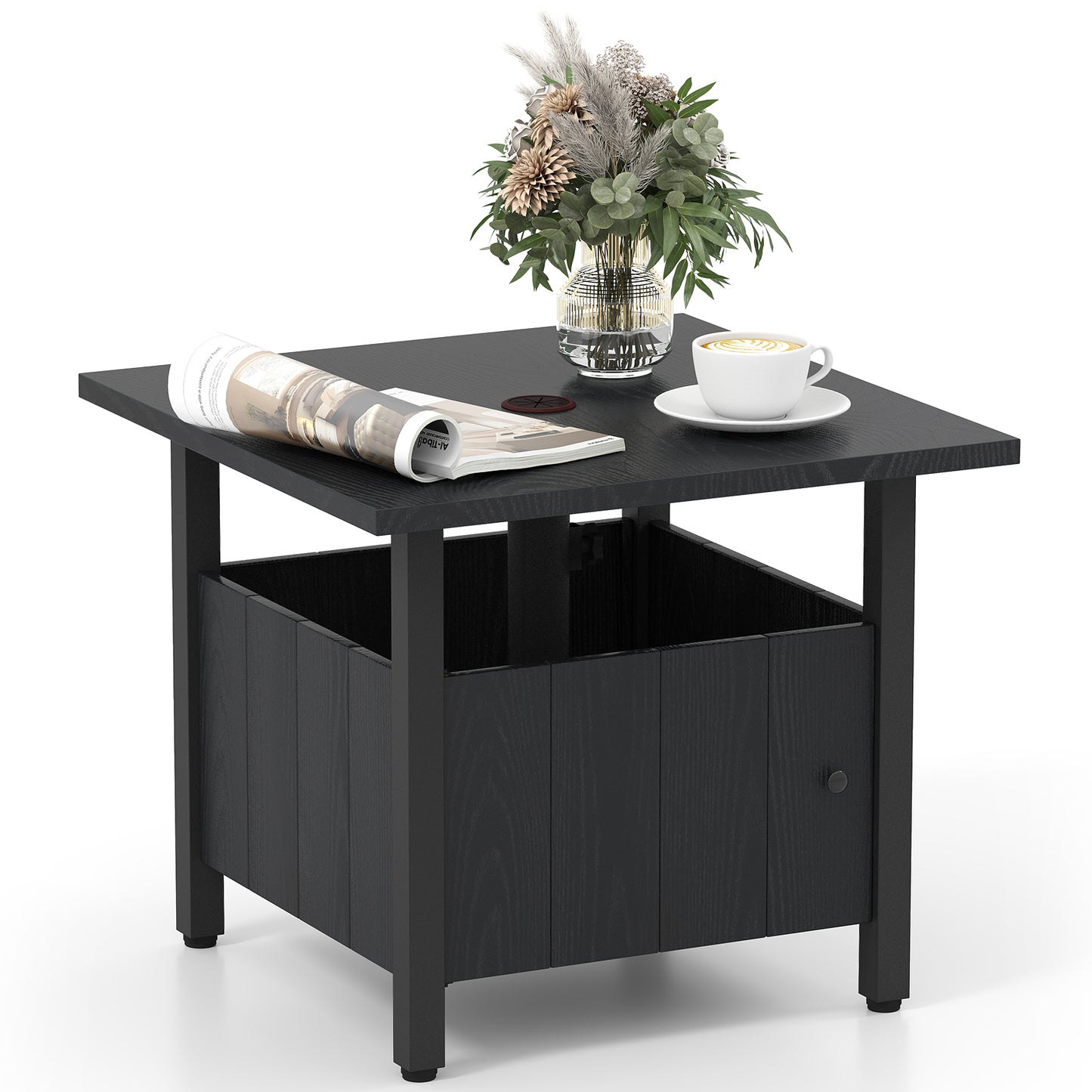 Outdoor Side Table with 48 mm Umbrella Hole-Black