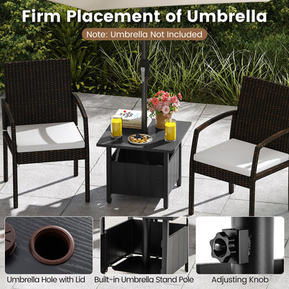 Outdoor Side Table with 48 mm Umbrella Hole-Black