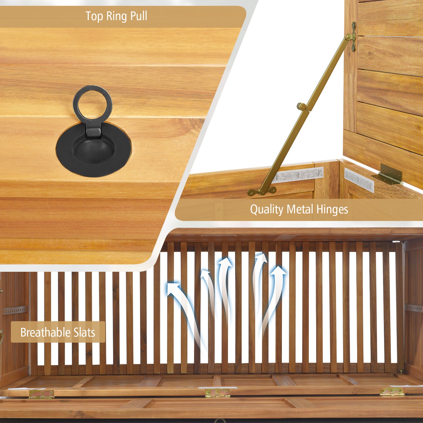 Outdoor Storage Box 182L on Wheels Rolling Patio Wooden Deck Box