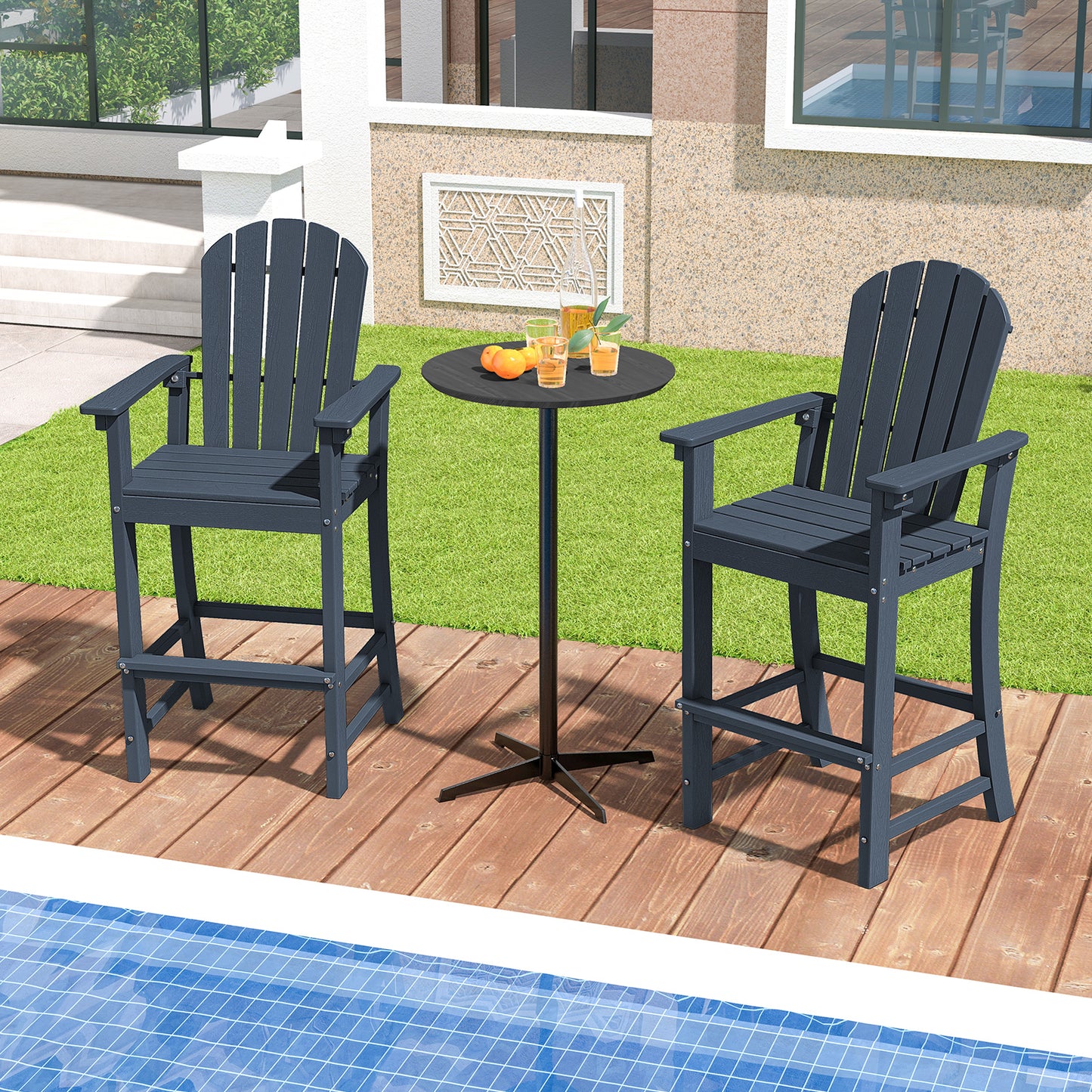 Outdoor Tall Adirondack Chair 77cm Seat Height-Navy