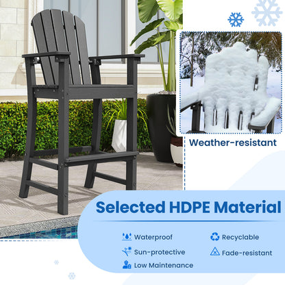 Outdoor Tall Adirondack Chair 77cm Seat Height-Dark Black