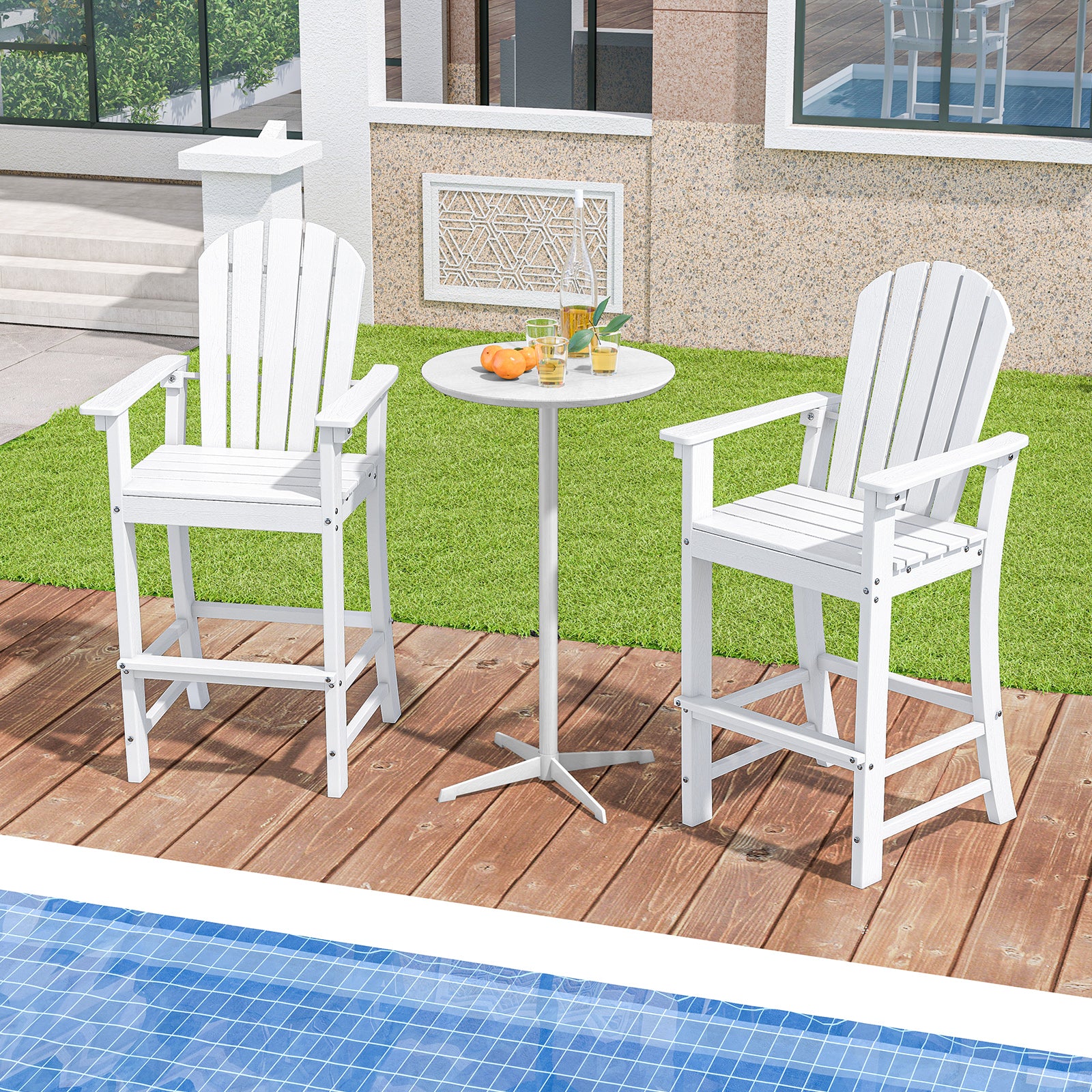 Outdoor Tall Adirondack Chair 77cm Seat Height-White