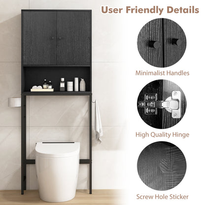 Over The Toilet Storage Cabinet Free Standing Toilet Rack-Black