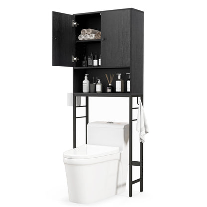 Over The Toilet Storage Cabinet Free Standing Toilet Rack-Black