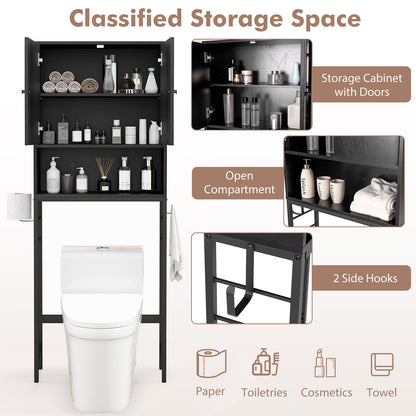 Over The Toilet Storage Cabinet Free Standing Toilet Rack-Black