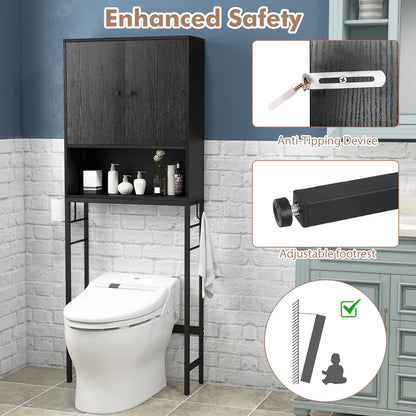 Over The Toilet Storage Cabinet Free Standing Toilet Rack-Black