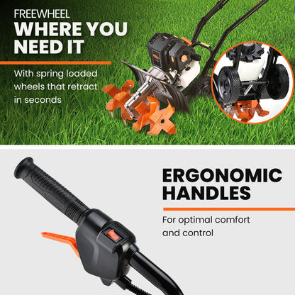 Titan 9: 4-Stroke Petrol Cultivator Tiller with Adjustable 0.4m Width
