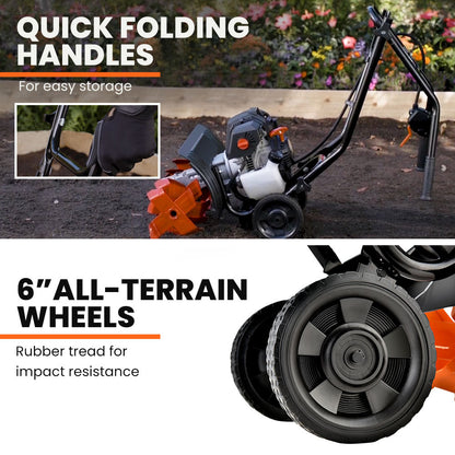 Titan 9: 4-Stroke Petrol Cultivator Tiller with Adjustable 0.4m Width