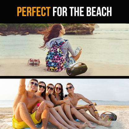 Portable 40W Bluetooth Boombox Speaker, Water-Resistant, TWS, Multi-Input