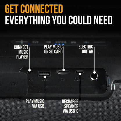 Portable 40W Bluetooth Boombox Speaker, Water-Resistant, TWS, Multi-Input