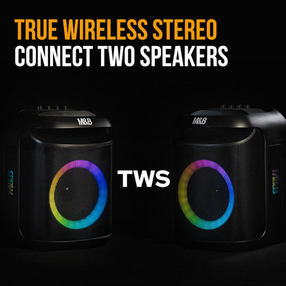 Portable Splash Proof 80W Bluetooth Speaker with TWS Pairing & RGB Lights