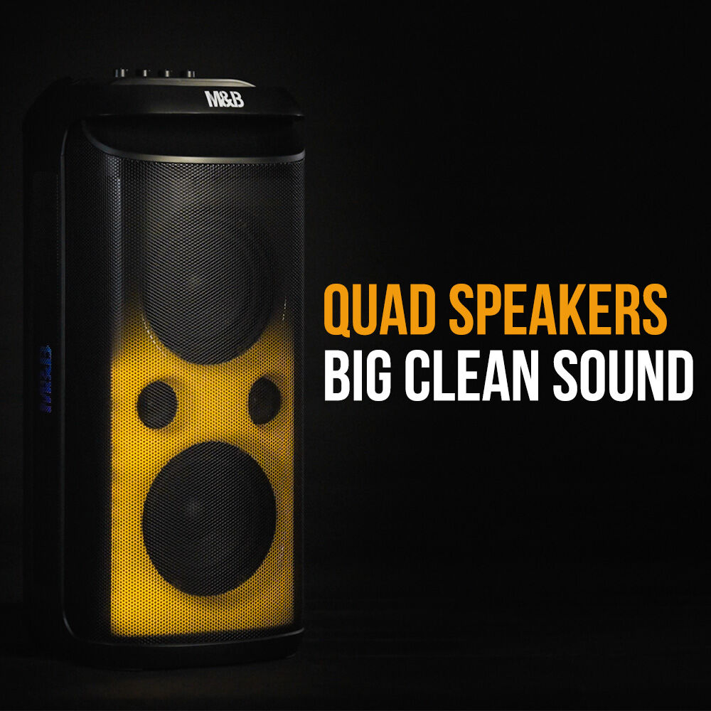 Portable 120W Bluetooth Speaker with Karaoke Mic, IPX4, RGB Lights, TWS Pairing