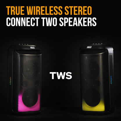 Portable 120W Bluetooth Speaker with Karaoke Mic, IPX4, RGB Lights, TWS Pairing