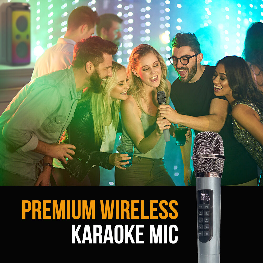 Portable 120W Bluetooth Speaker with Karaoke Mic, IPX4, RGB Lights, TWS Pairing