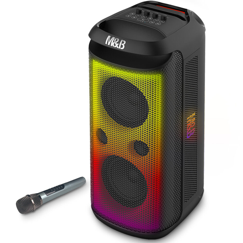 Portable 120W Bluetooth Speaker with Karaoke Mic, IPX4, RGB Lights, TWS Pairing