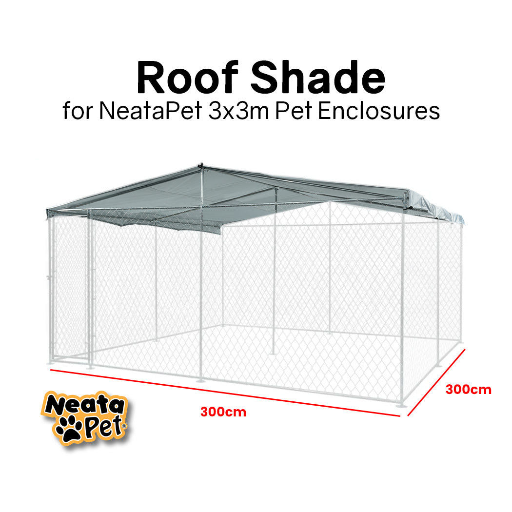 UV & Weather Resistant Shade Roof for 3x3m Pet Enclosure, Silver
