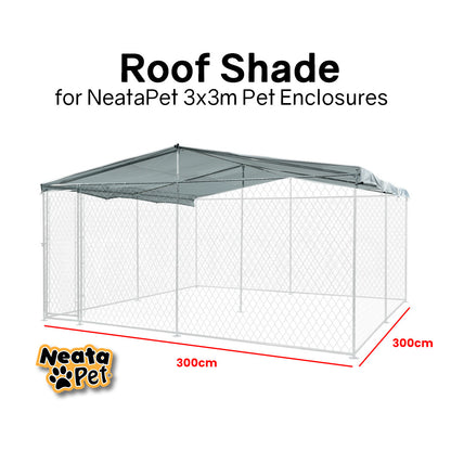 UV & Weather Resistant Shade Roof for 3x3m Pet Enclosure, Silver