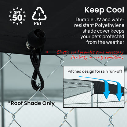 4x4m Dog Run Shade Roof, UV & Water Resistant Shelter, Black