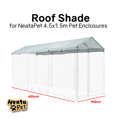 UV & Water Resistant Shade Roof for 4.5x1.5m Dog Enclosure, Silver Color