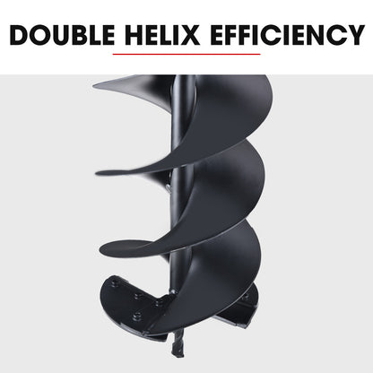 200mm x 0.76m Double Helix Auger Bit, Carbon Steel for Post Hole Digging