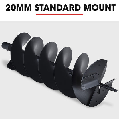 200mm x 0.76m Double Helix Auger Bit, Carbon Steel for Post Hole Digging