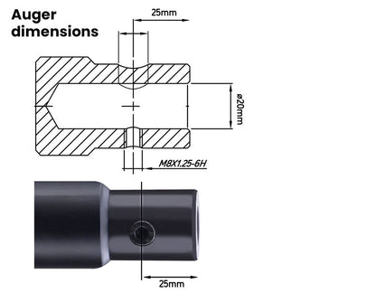 250mm x 0.76m Carbon Steel Auger Bit with Half Double Helix Design