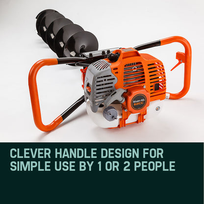 62cc Petrol Post Hole Digger with 1.4m Depth and 20cm Bit Diameter
