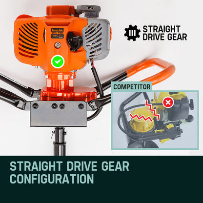 62cc Petrol Post Hole Digger with 1.4m Depth and 20cm Bit Diameter