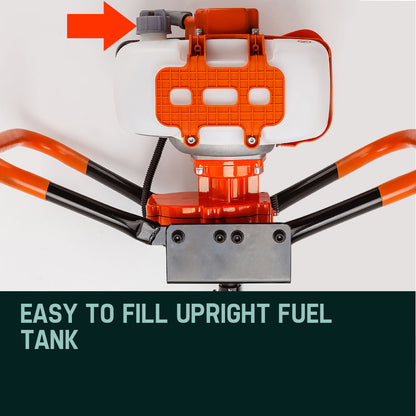 62cc Petrol Post Hole Digger with 1.4m Depth and 20cm Bit Diameter