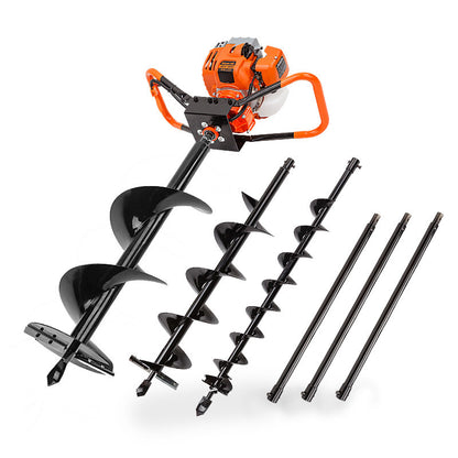 75cc Petrol Post Hole Digger with 2.6m Depth and Multiple Auger Sizes