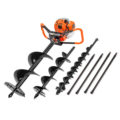 88cc Pro-Series Post Hole Digger with 3.2m Depth and Multiple Augers