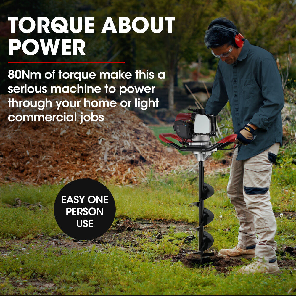 38cc 4-Stroke Petrol Post Hole Digger with 0.15m Auger & 0.8m Extension Shaft