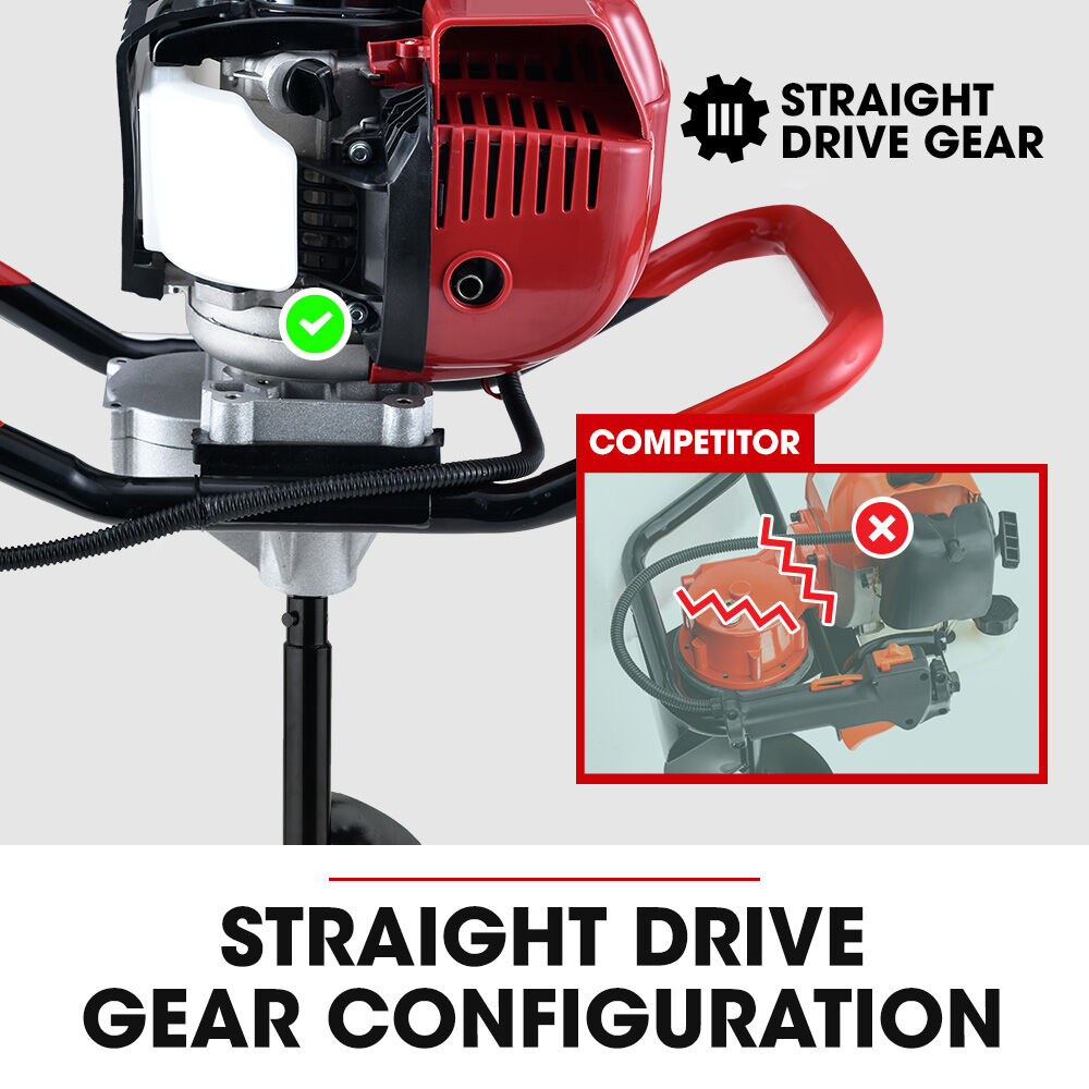 38cc 4-Stroke Petrol Post Hole Digger with 0.15m Auger & 0.8m Extension Shaft