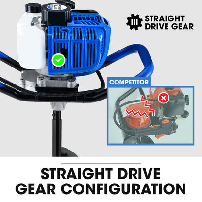 52cc 2-Stroke Petrol Post Hole Digger with 0.2m Auger & 0.6m Extension Shaft