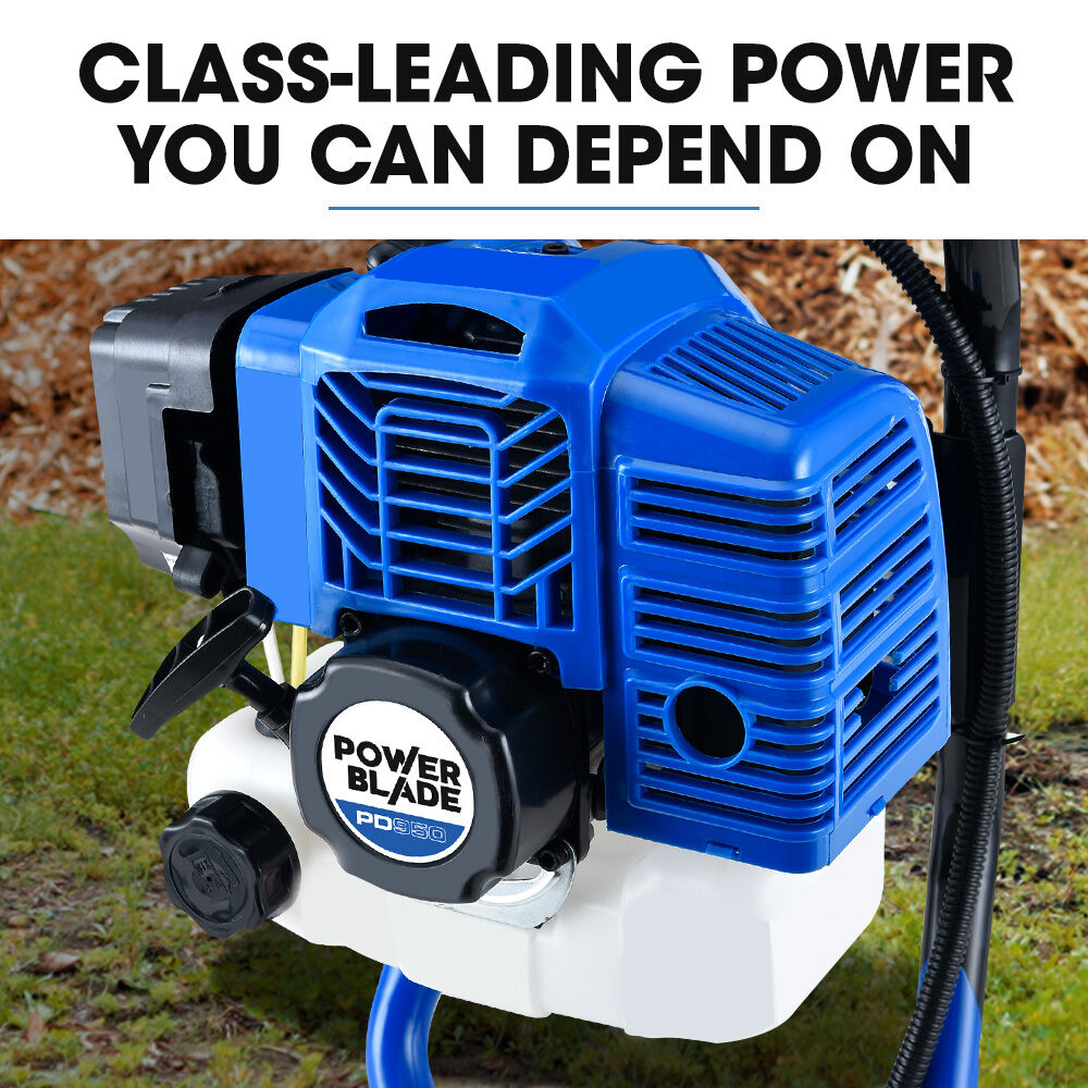 52cc Petrol Post Hole Digger, 3 Auger Bits, 1.4m Depth, Anti-Vibration