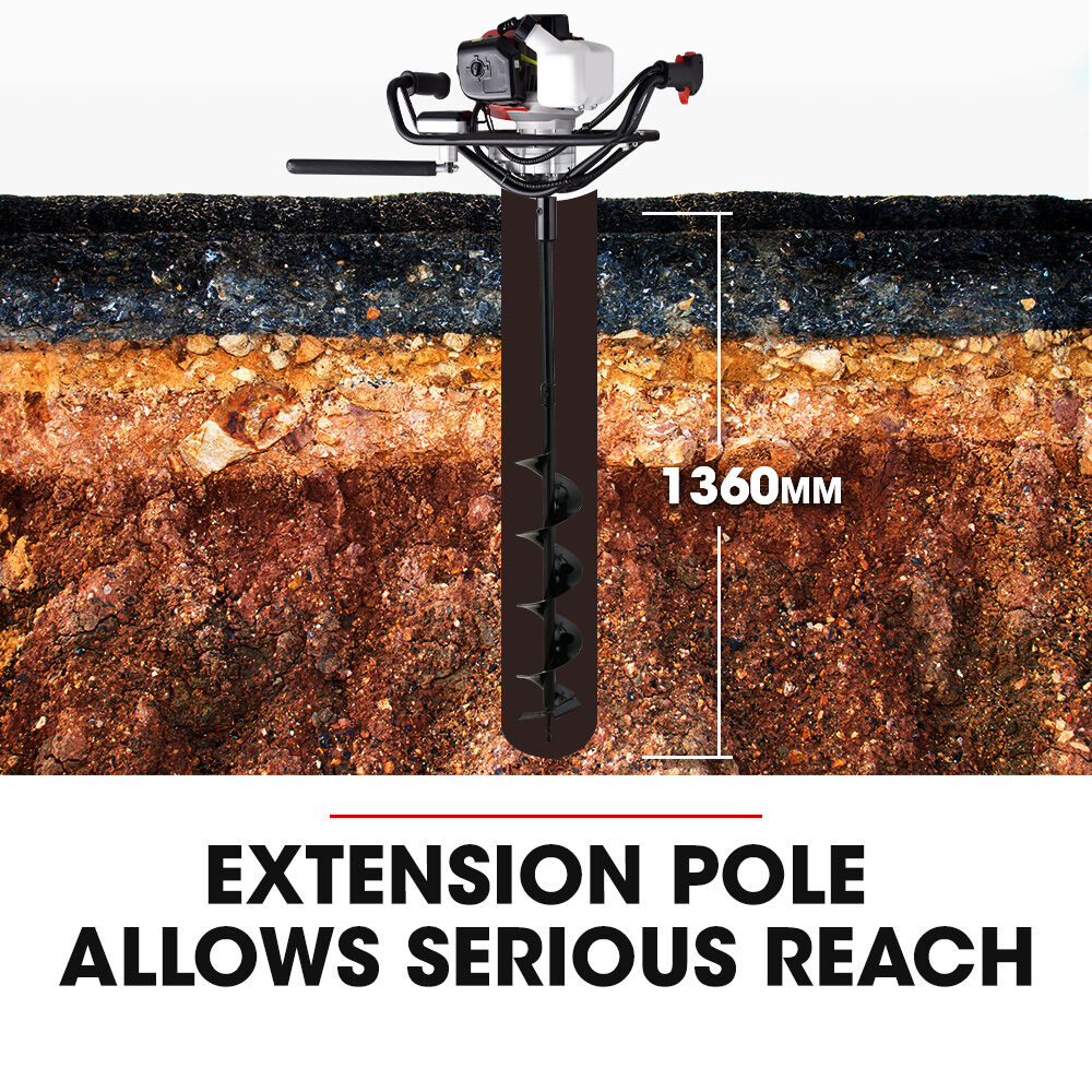 Petrol Post Hole Digger with Safety Brake & 1.4m Depth Auger Bit