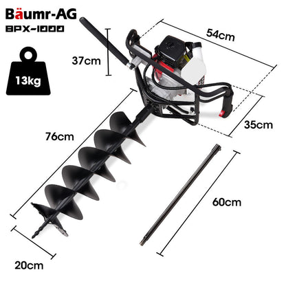 Petrol Post Hole Digger with Safety Brake & 1.4m Depth Auger Bit