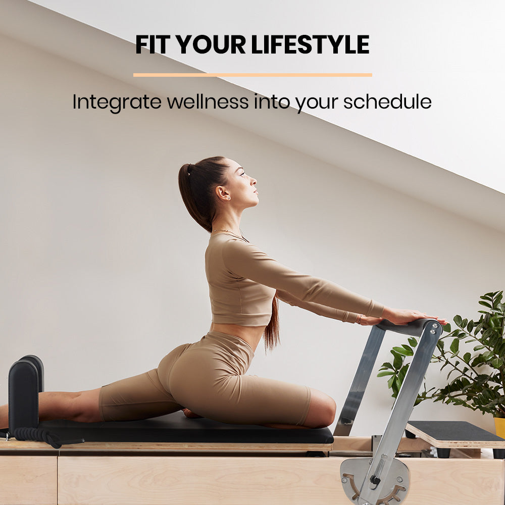 Wooden Pilates Reformer Machine with Folding Design and Adjustable Features
