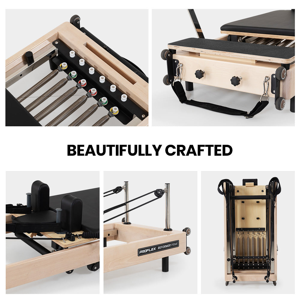 Wooden Pilates Reformer Machine with Folding Design and Adjustable Features