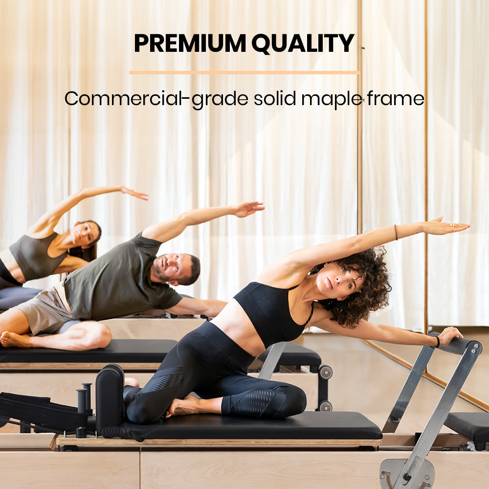 Wooden Pilates Reformer Machine with Folding Design and Adjustable Features